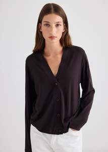 Liv V-Neck Merino Cardigan - Chocolate