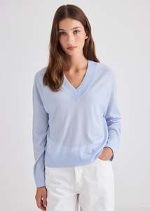 Featherlight Cashmere V-Neck - Pale Blue