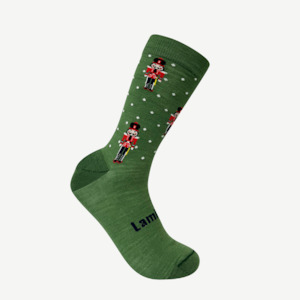 Family Pack Adults: Merino Wool Crew Socks | MAN | Green Nutcracker