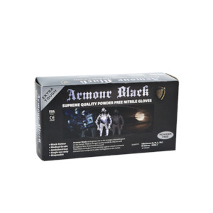 General: Nitrile Armour Black Gloves - Large