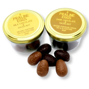8 Praline Eggs<br>(Dark or Milk Chocolate)