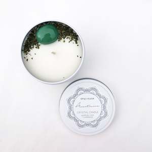 Opal & Sage Mandala Crystal Candles - Aventurine