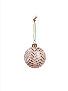 Chevron Pattern Glass Bauble Brown/Gold 8cm - La Station Design