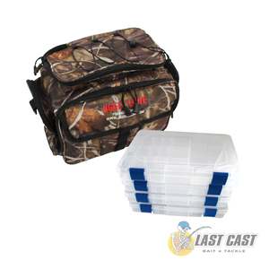 Boating: JIGGLE LURE - TACKLE BAG BACKPACK WITH 4 TACKLE BOXES