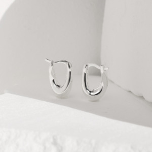 Silver Earrings Huggies: Eclipse hoop earrings
