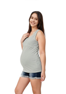 Lily Horizontal Zip Singlet - Grey