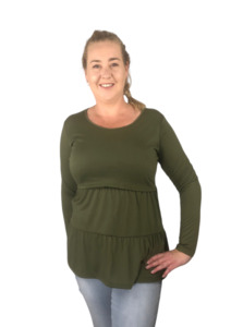 Kendal Tiered Green Top - XSMALL