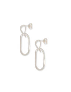 Drops Hoops: Paper Clip Large Earring - Silver