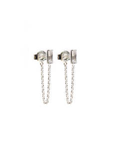 Studs: Mini Stud Chain - Silver/White