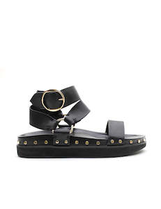 Gift Guide: Studded Sandal - Black/Gold