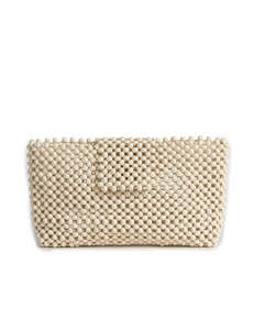 Beaded Wallet Cream