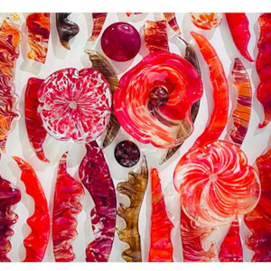 Glass Wall Art: Feather Wall Art Panel Red Medium