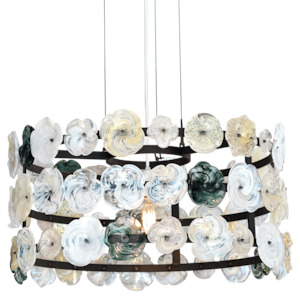 Glass Wall Art: Clematis Chandelier Steel Grey 10248