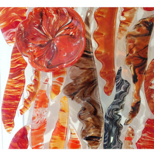 Glass Wall Art: Feather Wall Art Panel Red Large