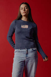 KNITS: Wide Rib USA Flag Knit | Washed Navy