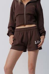 New Arrivals: LAV Applique Fleece Short | Espresso