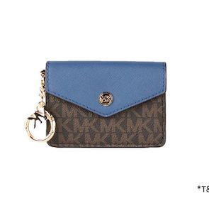 Designer Bags Wallets: Michael Kors Kala Small Signature Leather Flap Key Ring Card Case