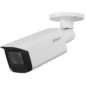 Security Cameras: Dahua 4MP Lite IR Vari-focal Bullet Starlight Network Camera. Supports H.265 codec, Built-inIRLED,Max IR 60m, WDR, IP67 Weather Proof, Intelligent Detection, SD Card Slot Supports up to 256GB.