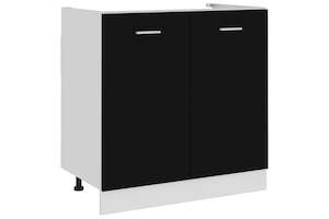 Cooking Kitchen Appliances: Sink Bottom Cabinet Black 80x46x81.5 cm Engineered Wood vidaXL