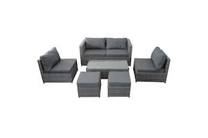 6pc Lounge Set Outdoor Furniture Rattan Wicker Chair Sofa Table Garden Patio