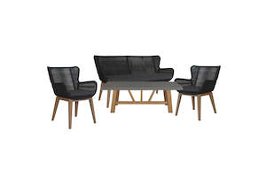 Stud 4pc 3+1+1 Seater Outdoor Patio Sofa Lounge Set with Polycement Coffee Table