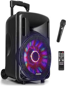 Fenton FT10LED 10-Inch Bluetooth Party Speaker with Wireless Microphone -PA & St&hellip;