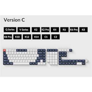 Gaming Keyboards: Keychron OEM Dye-Sub PBT Keycap Set - Bluish Black White Full Set