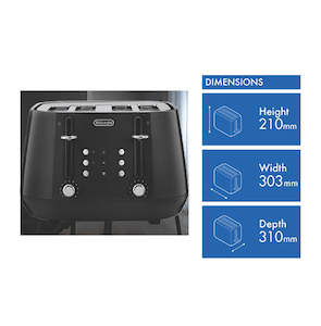 All Toasters Kettles: DeLonghi Eclettica 4 Slice Toaster Bold Black