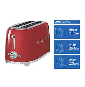 Smeg 50's Style Longslot 4 Slice Toaster Red
