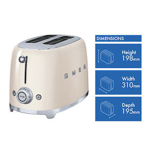 Smeg 50's Style 2 Slice Toaster Cream