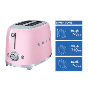 Smeg 50's Style 2 Slice Toaster Pink