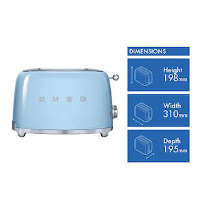 Smeg 50's Style 2 Slice Toaster Pastel Blue
