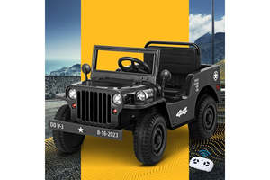 Baby: Rigo Kids Electric Ride On Car Jeep Military Off Road Toy Cars Remote 12V Black