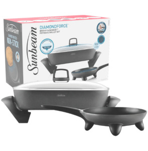 Home Appliances Small Kitchen Appliances Frying Pans: Sunbeam Diamond Force Brekky and Banquet Frypan & Skillet Set
