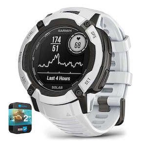 Watches: Garmin 010-02805-14 Instinct 2X Solar Rugged GPS Smartwatch Whitestone Bundle with 2 YR CPS Enhanced Protection Pack