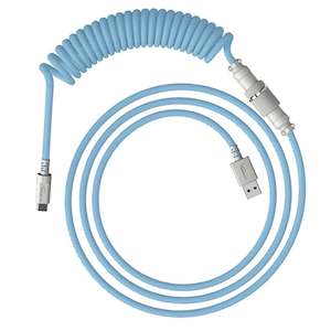 Gaming Keyboard: HP DURABLE COILED CABLE STYLISH DESIGN 5-Pin AVIATOR CONNECTOR USB-C to USB-ALIGHTLUE/WHITE