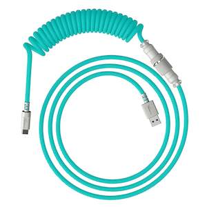 Gaming Keyboard: HyperX DURABLE COILED CABLE STYLISH DESIGN 5-Pin AVIATOR CONNECTOR USB-C to USB-A