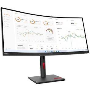 Desktop: Lenovo ThinkVision T34w-30 34" Ultrawide QHD Curved Business Monitor with USB-C 75W