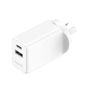Phone Accessories: Mophie Essential 30W PD Dual Port Wall Charger - White, 1 USB-C, 1 USB-A Up to 30W Fast Charging Apple iPhones, Samsung Smart Phones, Solid Construction