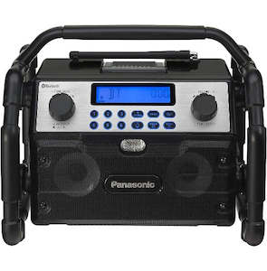 Audio: Panasonic EY37A2B57 Rugged Jobsite Bluetooth Radio Speaker - Dual Voltage 14.4V/18V - Portable AM/FM Radio - LED light, alarm, & sleep functions - IP64 Dust & Splash proof