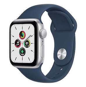 Apple Smart Watches: Apple Watch SE [GPS 40mm] Smart Watch w/Silver Aluminium Case with Abyss Blue Sport Band. Fitness & Activity Tracker, Heart Rate Monitor, Retina Display, Water Resistant