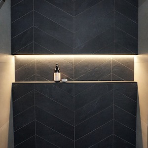 Bathroom Inspiration: Waterfall Chevron