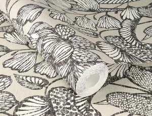 Beige and Black Botanical Wallpaper