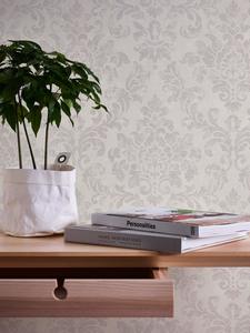 Damask White and Grey Wallpaper