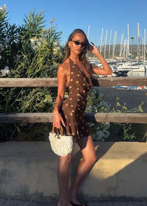 Benni - Harlow Halter Mini Dress in Espresso Polka Dot