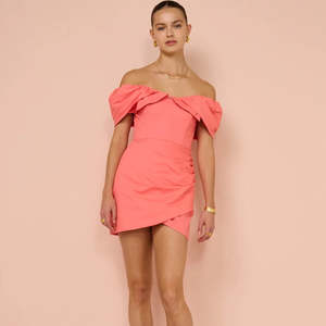 Sofia The Label - Hailey Off Shoulder Mini Dress In Watermelon