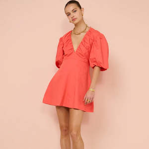 Mini Dresses: By Nicola - Bolero Gathered Neckline Mini Dress in Raspberry