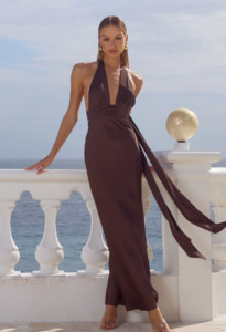 New Arrivals: RTL - Sylvie Plunge V- Neck Maxi in Bitter Chocolate