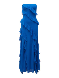 Forever New - Stella Strapless Ruffle Dress in Blue