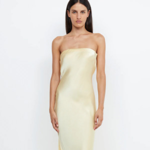 For Sale: Bec and Bridge - Moondance Strapless Dress in Ice Yellow